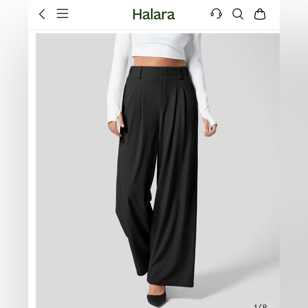 High Waisted Plicated Side Pocket Wide Leg Waffle Casual Pants *1